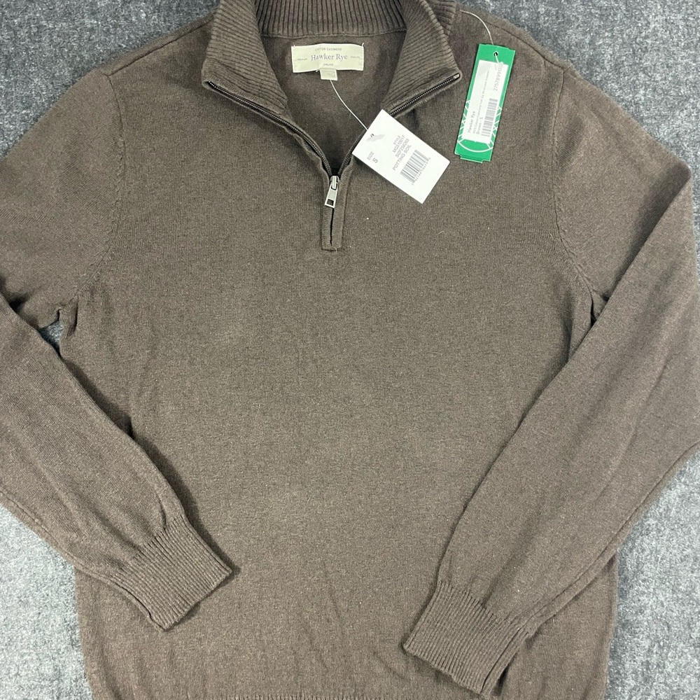 Hawker Rye Men’s Brown Zip Up Sweater with Stand Up Collar and Soft Knit Fabric